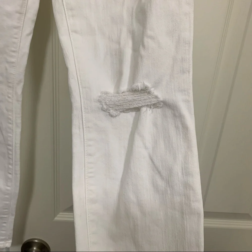 J Crew White Distressed Lookout High Rise Skinny Crop Jeans Size 26